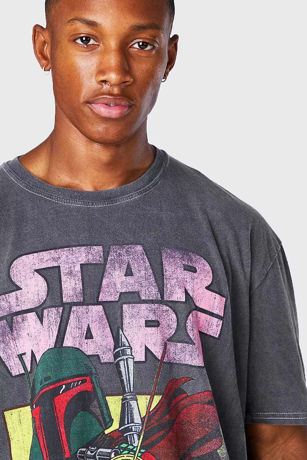 Oversized Star Wars Acid Wash T-shirt | boohooMAN USA