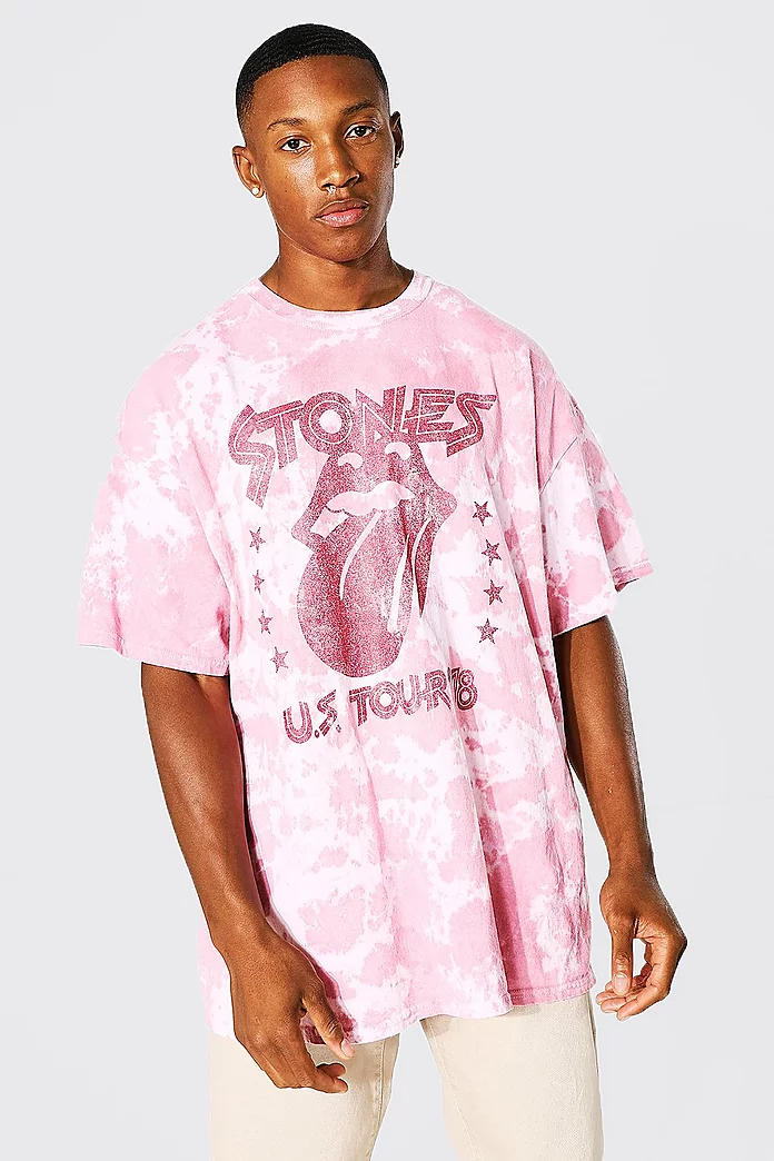 Oversized Rolling Stones Tie Dye T-shirt | boohooMAN USA