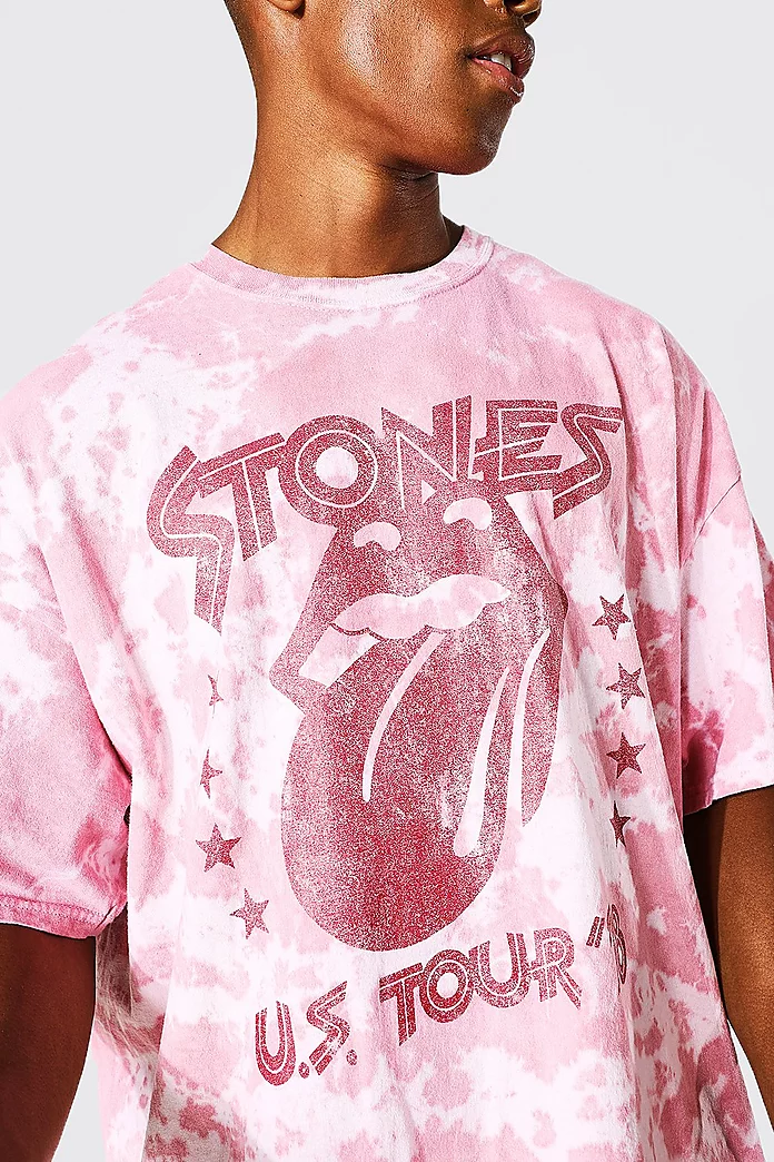 Oversized Rolling Stones Tie Dye T-shirt | boohooMAN USA