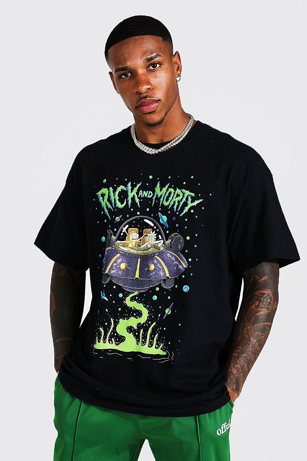 Mens Black Oversized Rick & Morty License T-shirt, Black