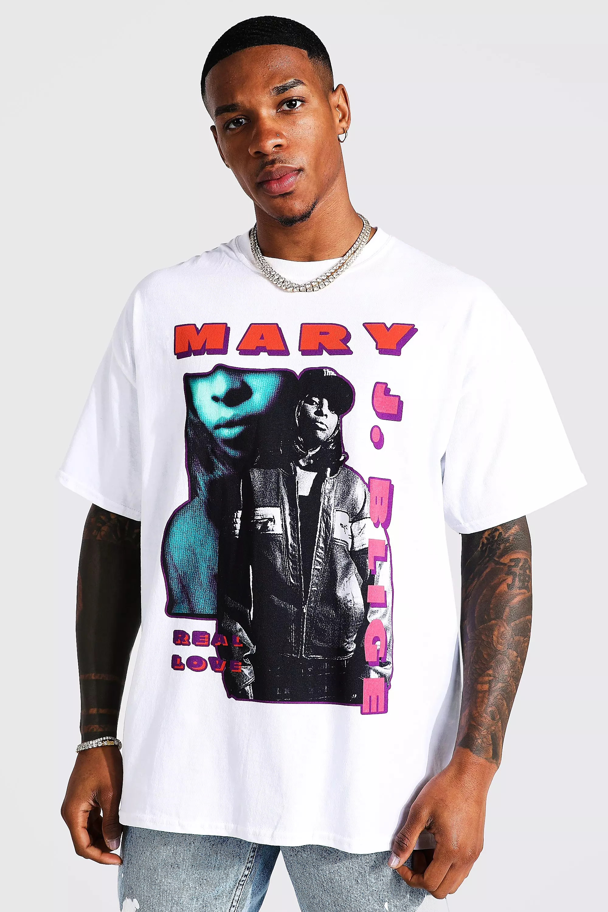 Oversized Mary J Blige License T-shirt | boohooMAN USA