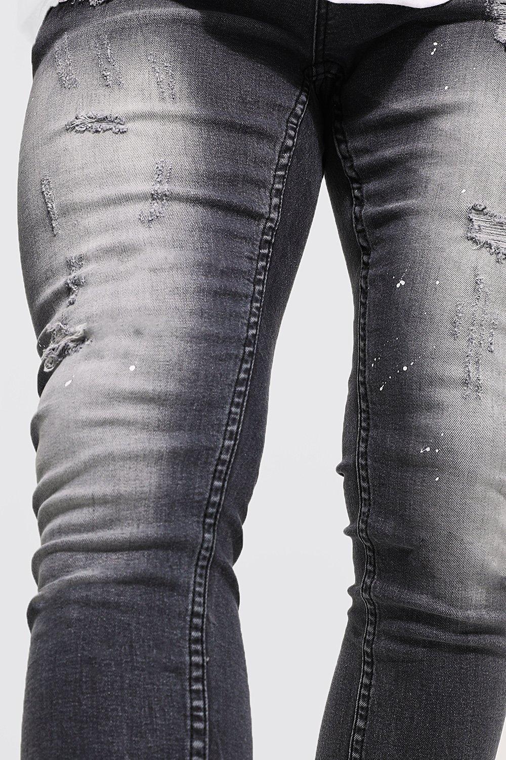 mens skinny paint splatter jeans