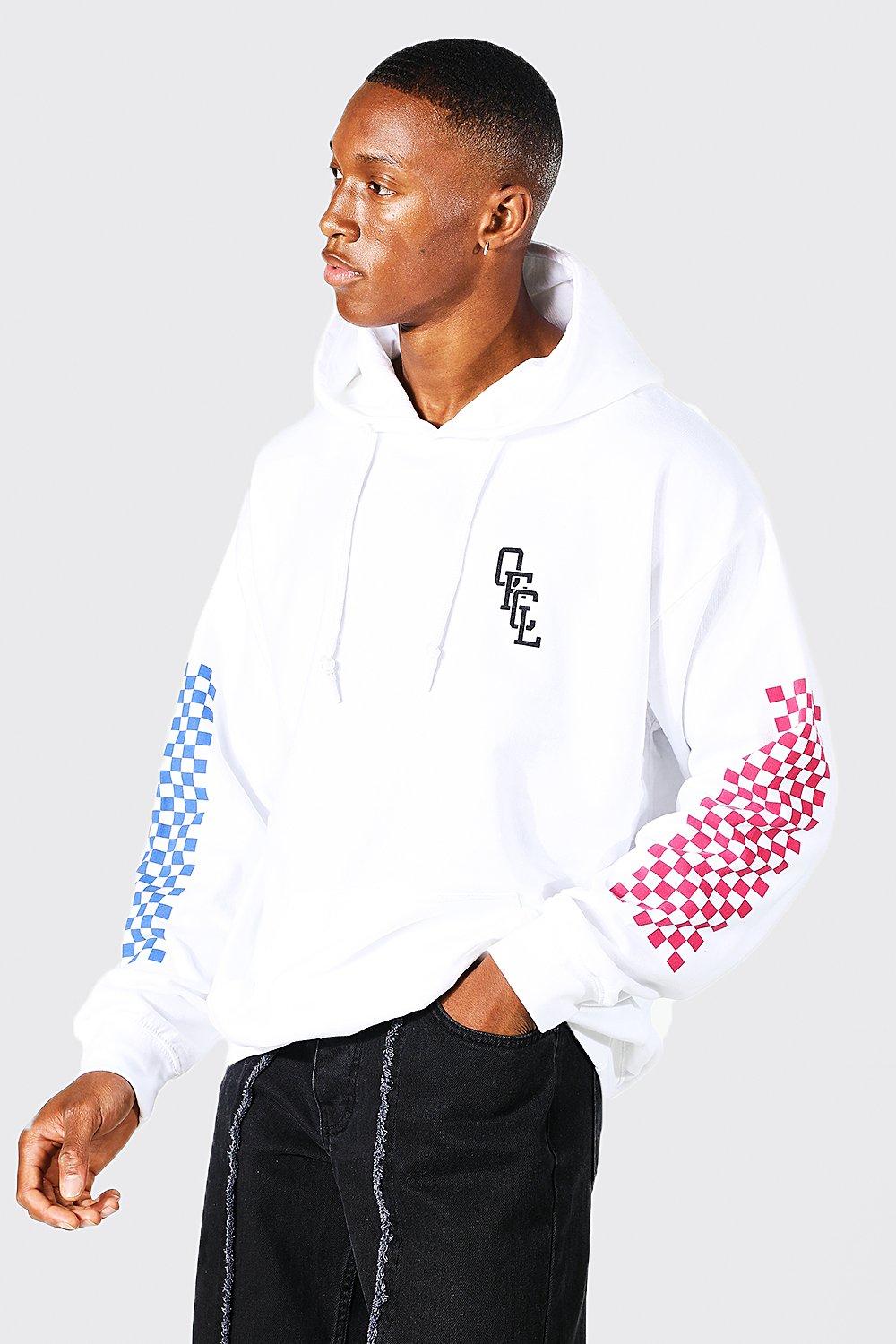 vans overhead checkerboard sleeve hoodie