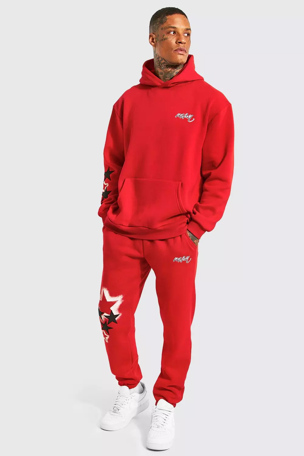 Boohooman store tracksuit red