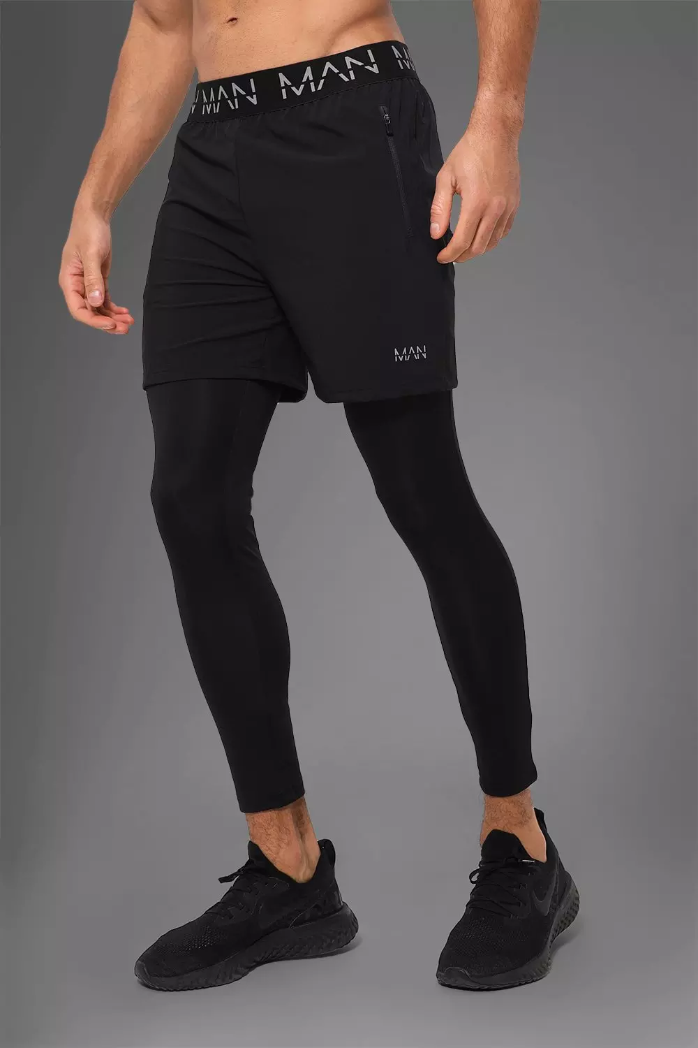 Man Active Gym 2-In-1 Legging Shorts