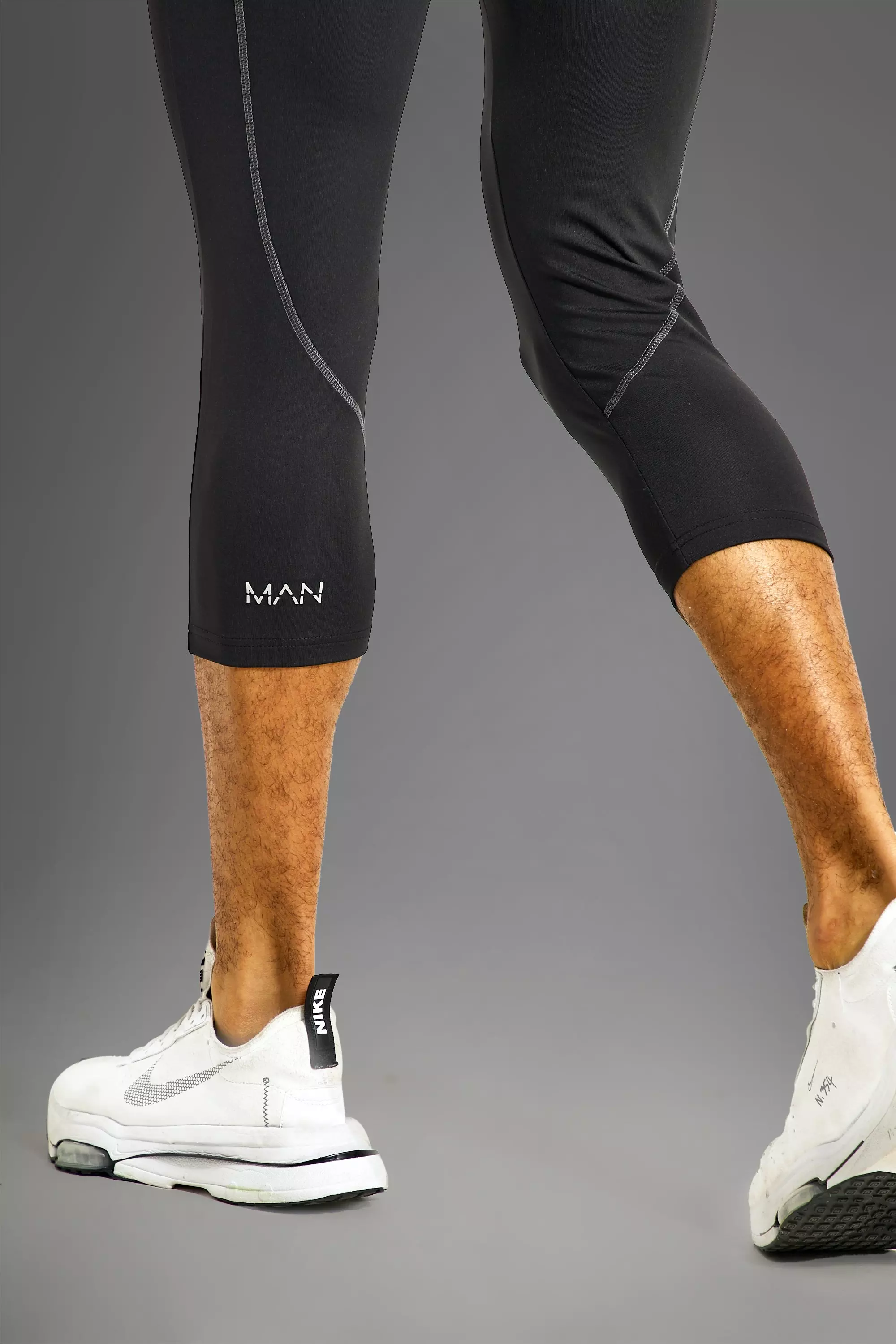 Man Active Gym 3/4 Leggings With Calf Print