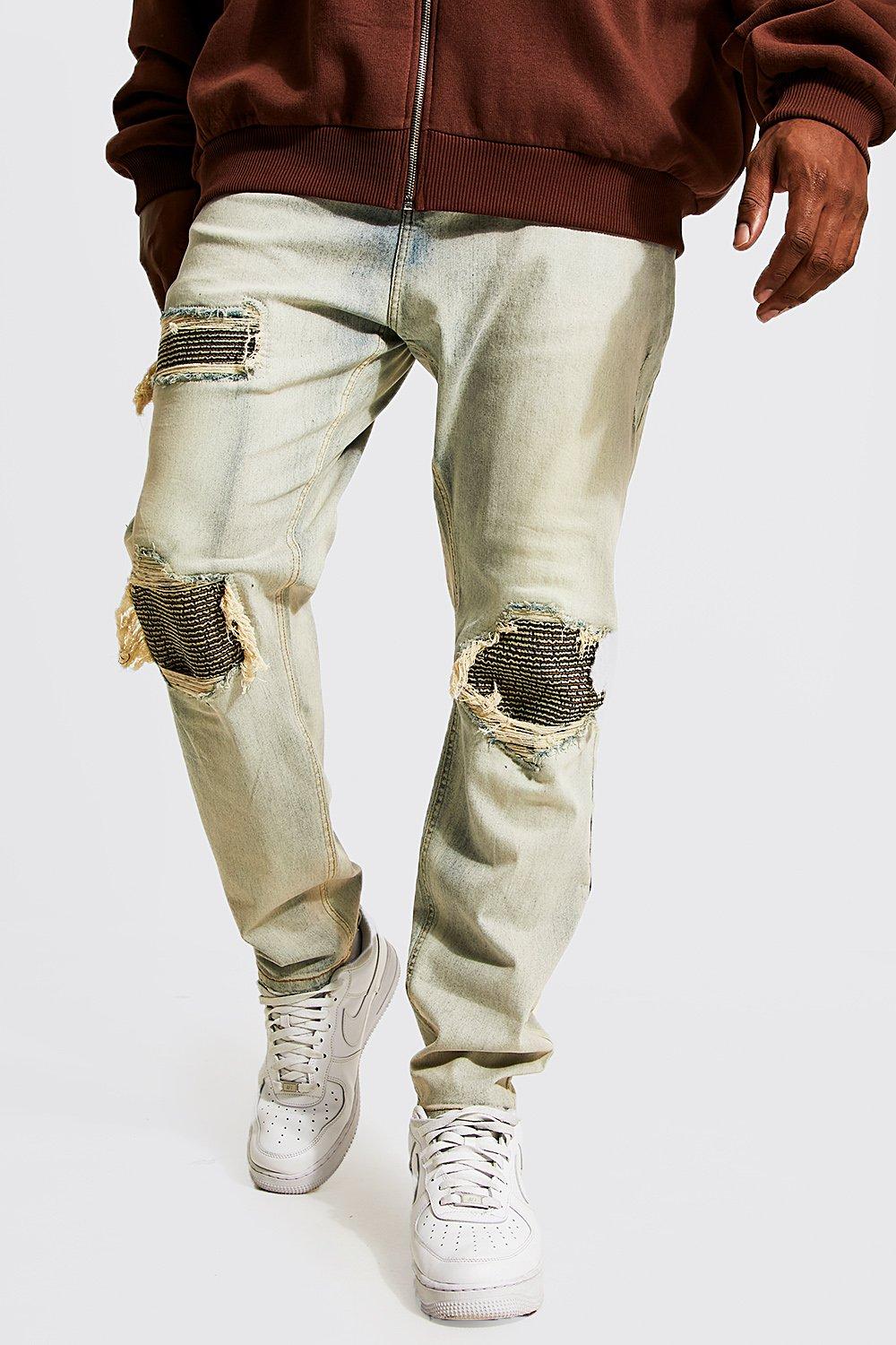 mens tan ripped jeans