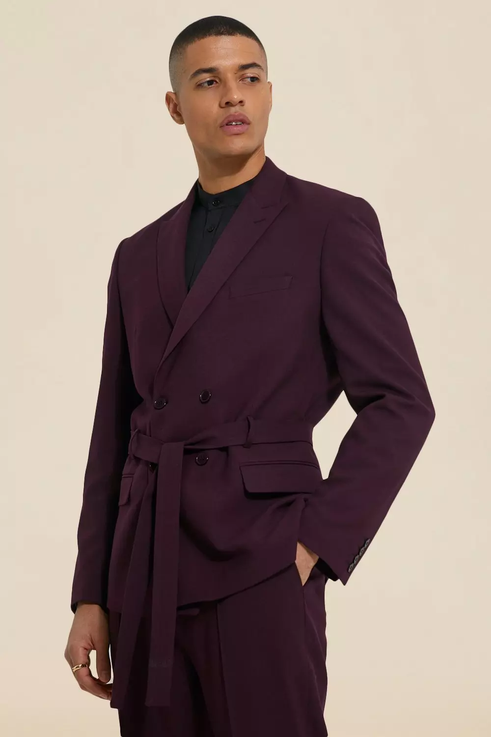 Men coat shop with belt