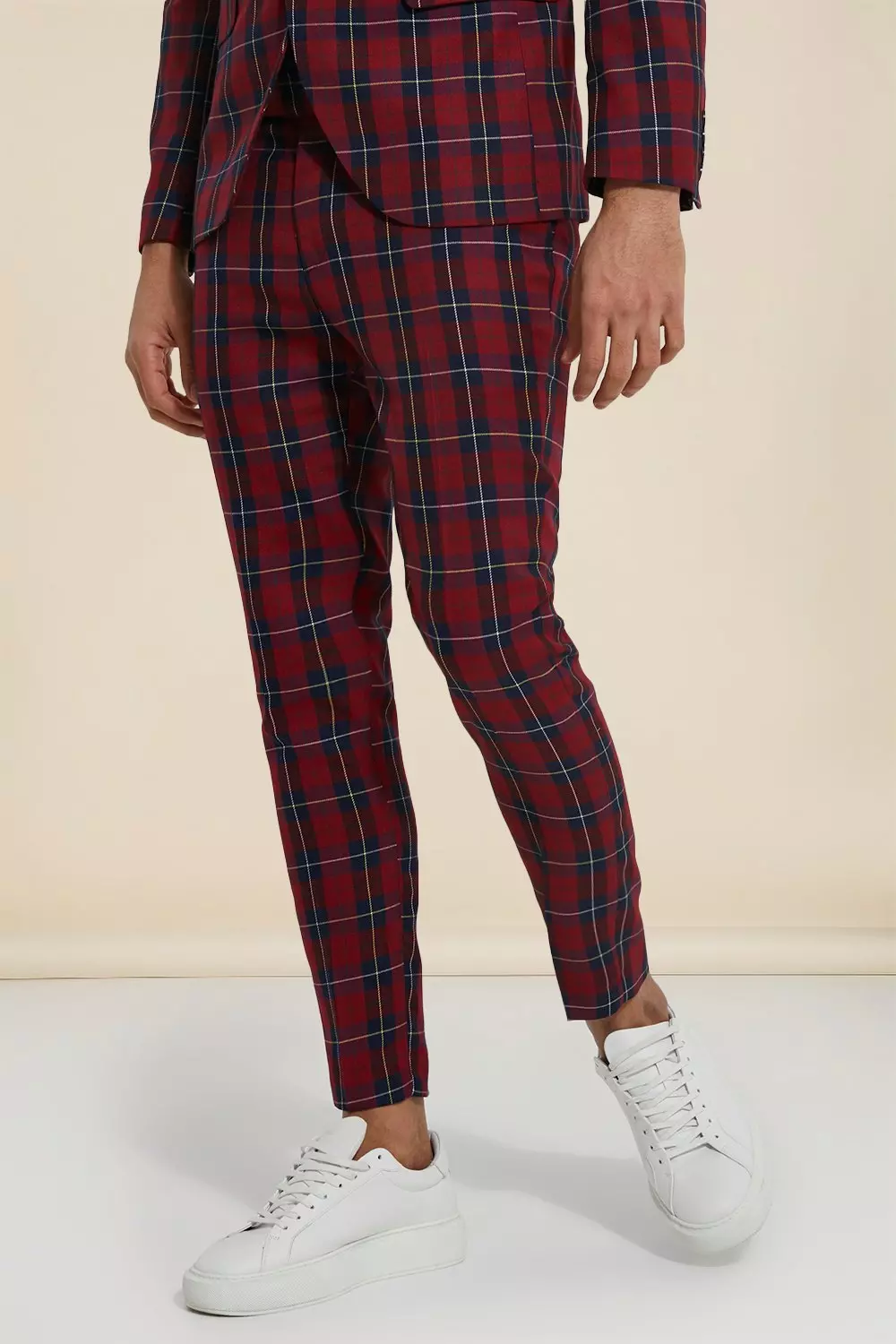 Mens tartan best sale skinny trousers