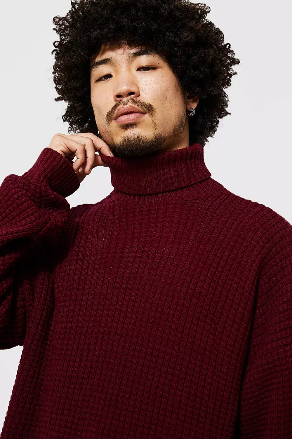 Burgundy roll neck hot sale jumper mens