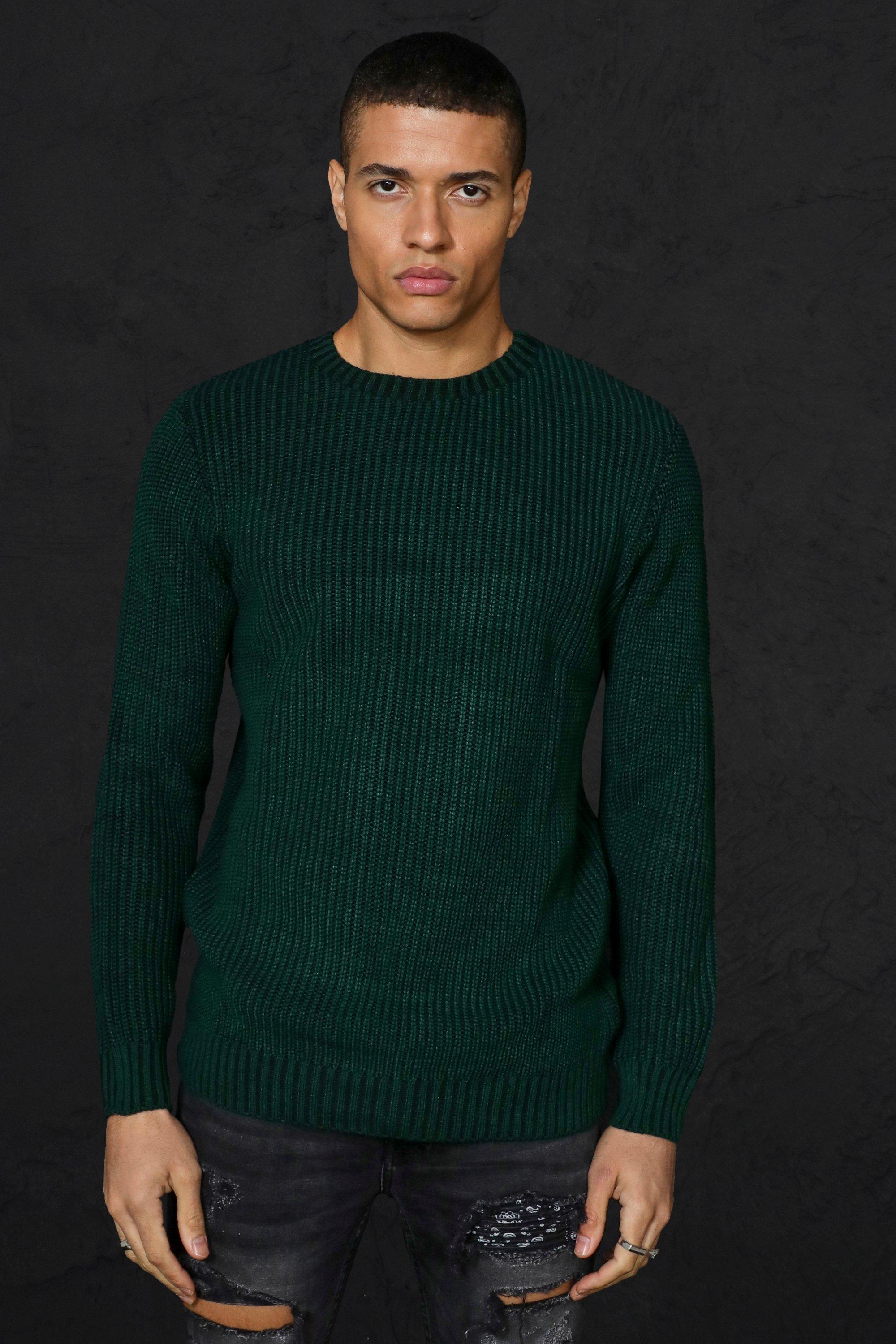 dark green ribbed jumper