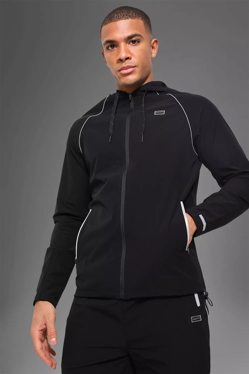 Man Active Gym Nylon Tech Hooded Tracksuit | boohooMAN USA