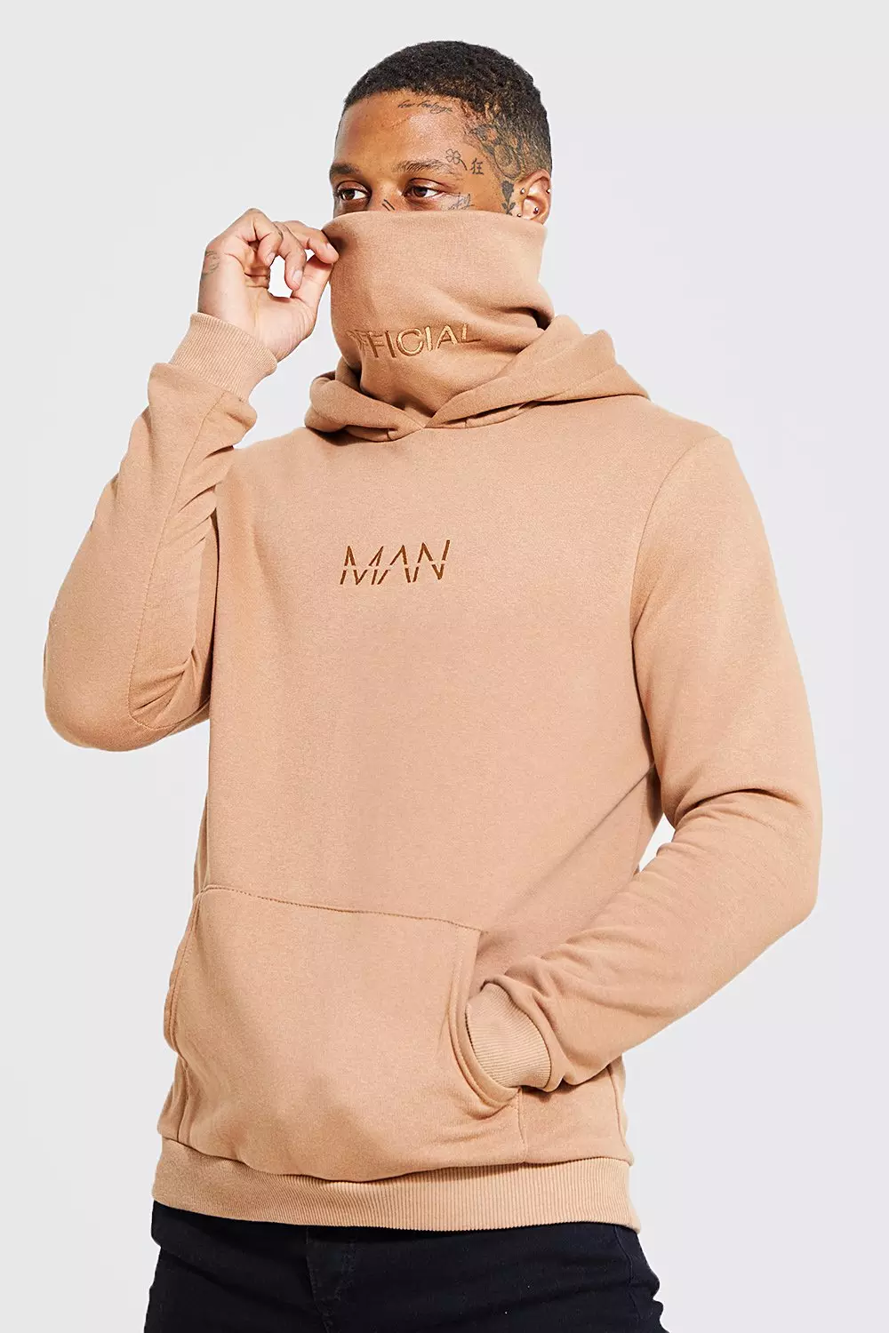 Boohooman hoodie snood new arrivals