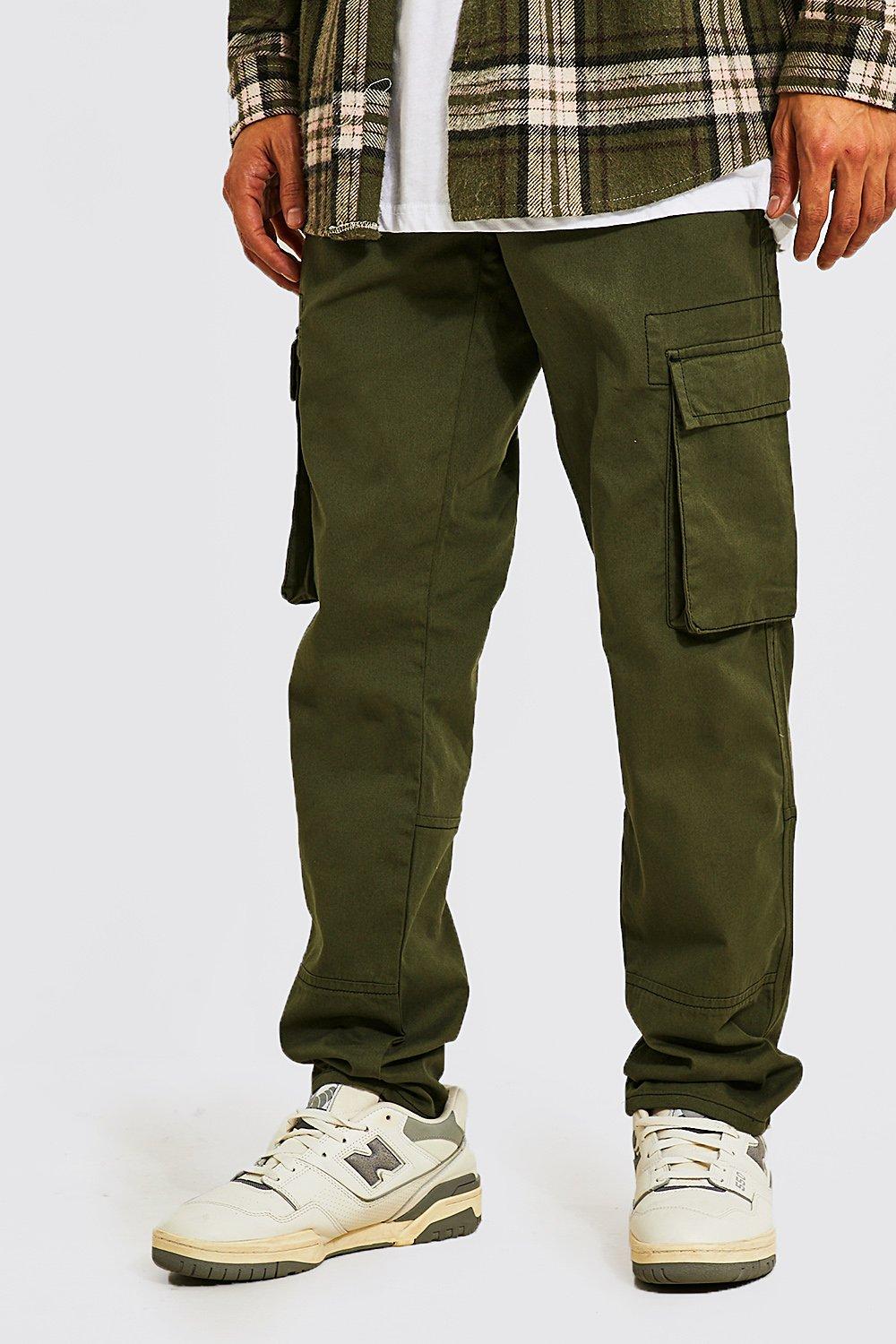 contrast stitch cargo trousers