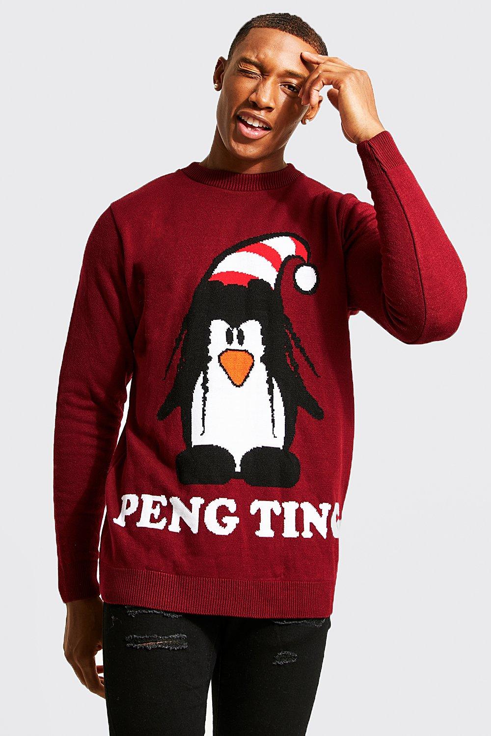 Mens Red Peng Ting Christmas Jumper, Red