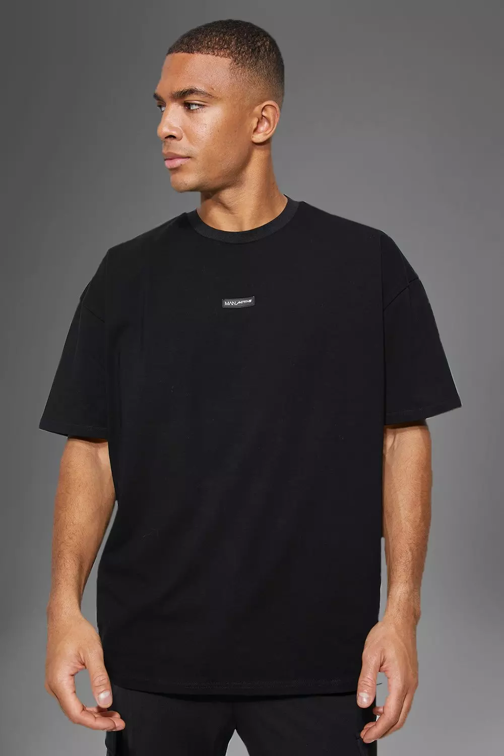 Active Gym Oversized T-Shirt Rubber Tab | boohooMAN USA