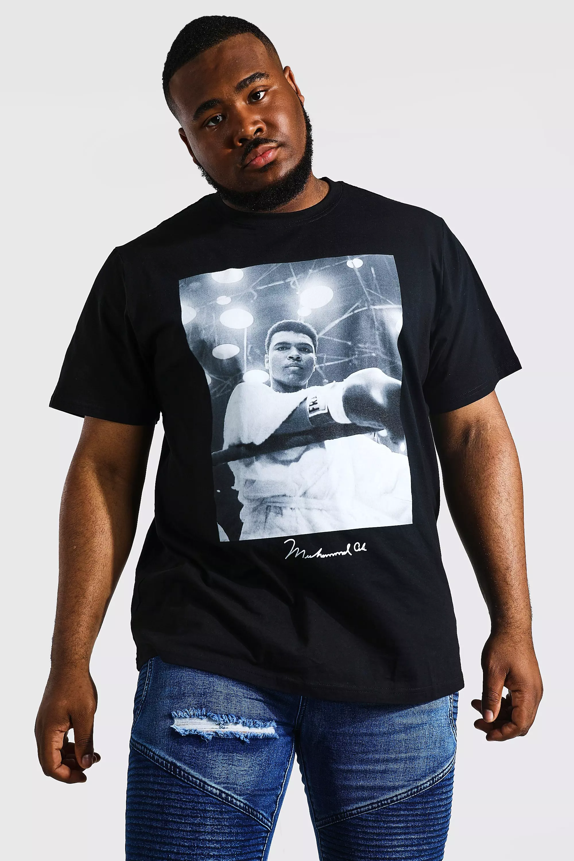 Plus Muhammad Ali Photo License T-shirt boohooMAN USA