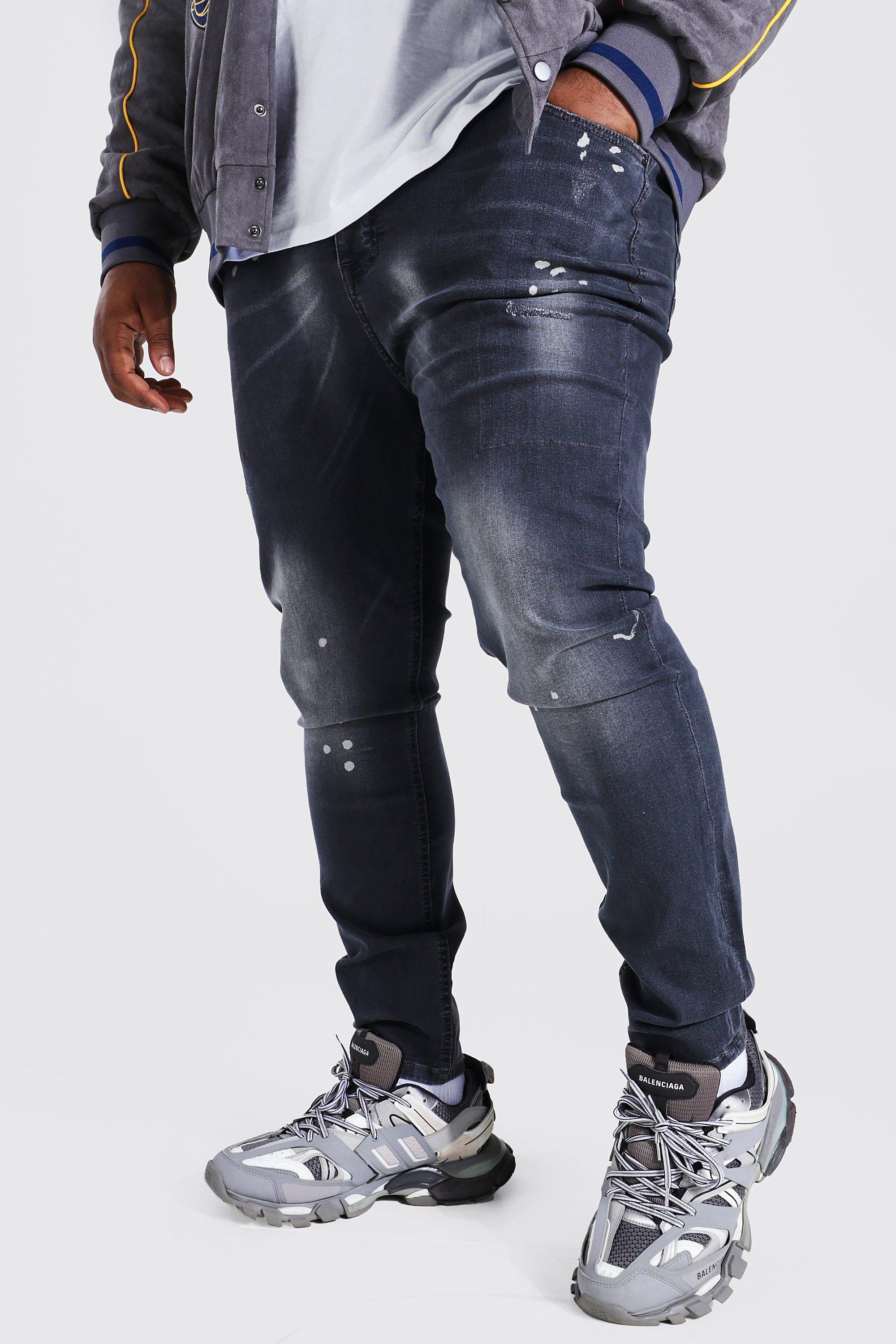 dark grey paint splatter jeans