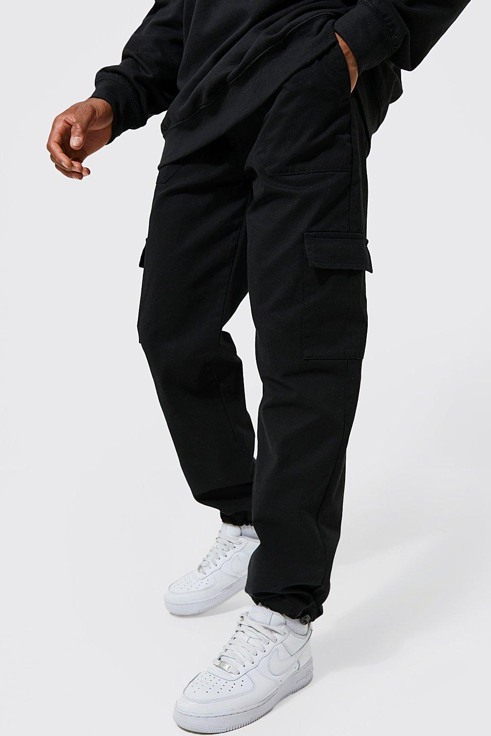 wide leg twill cargo trousers