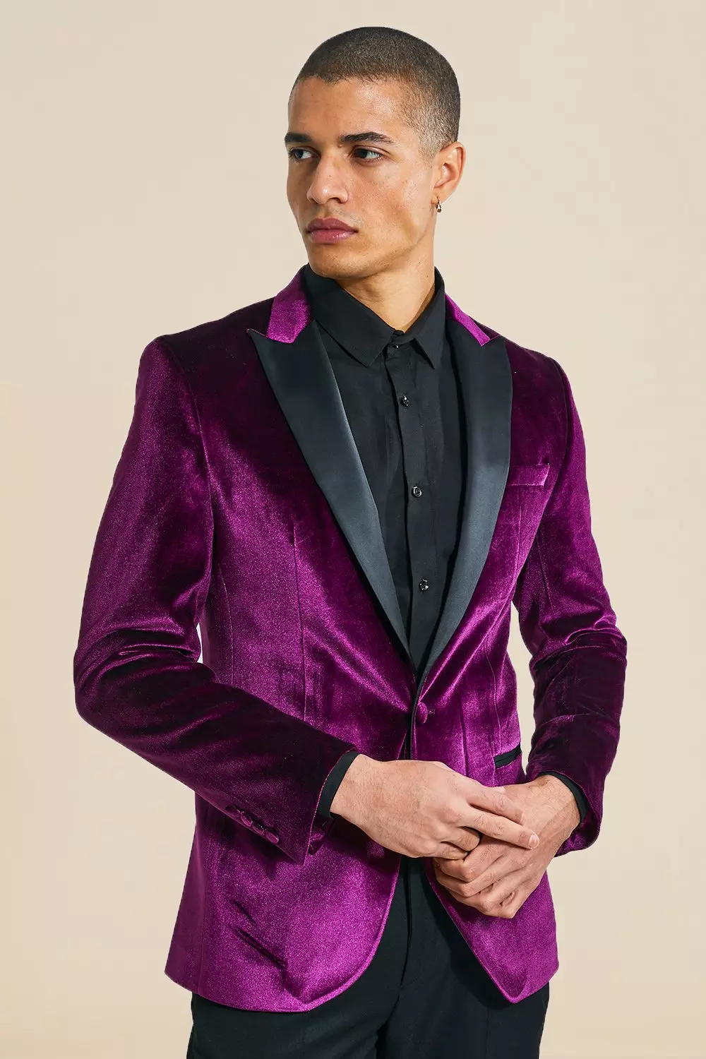 Plus Skinny Crushed Velvet Blazer