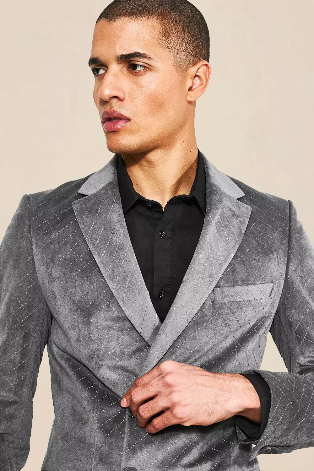 Gray hot sale velvet blazer