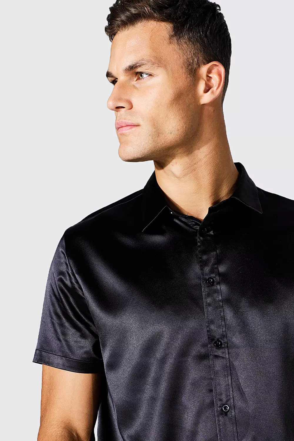 Mens satin clearance shirt short sleeve