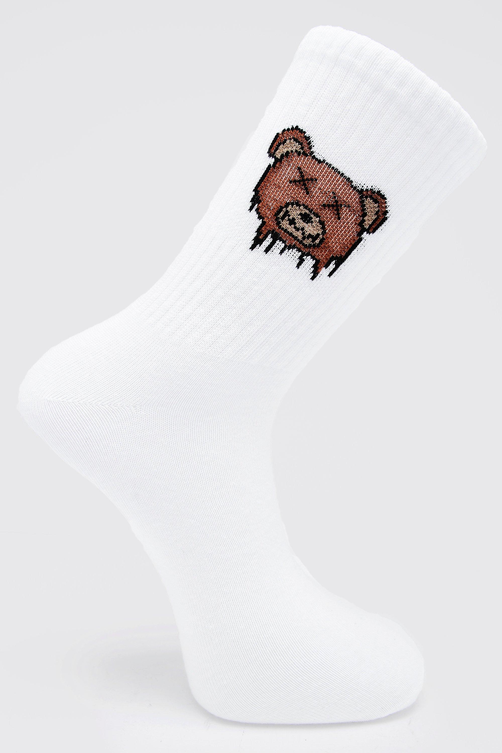 Mens Cream 1 Pack Drip Teddy Sock, Cream