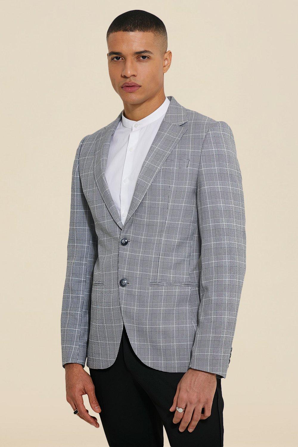 light grey check blazer