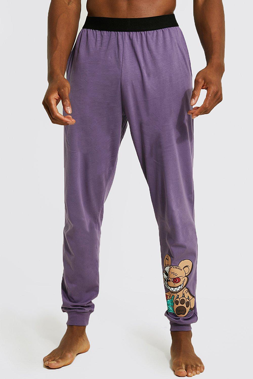Mens Purple Evil Ted Lounge Pant, Purple