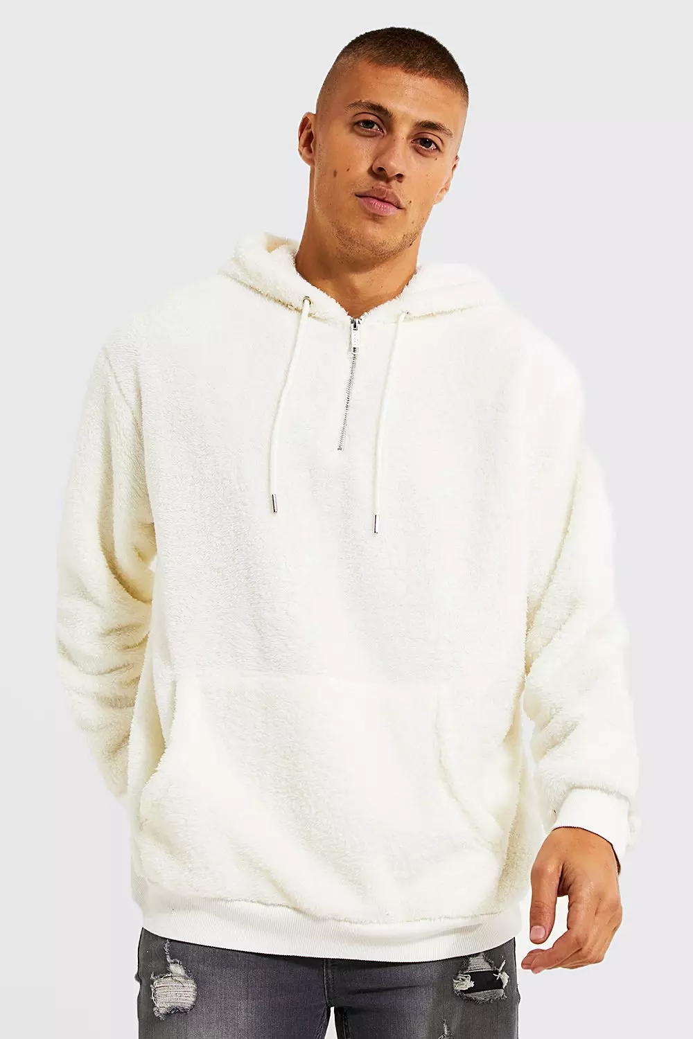 Mens oversized half online zip sweatshirt