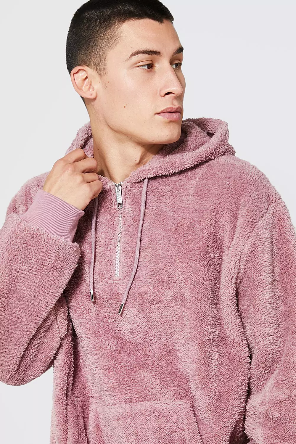 Pink fluffy hoodie online mens