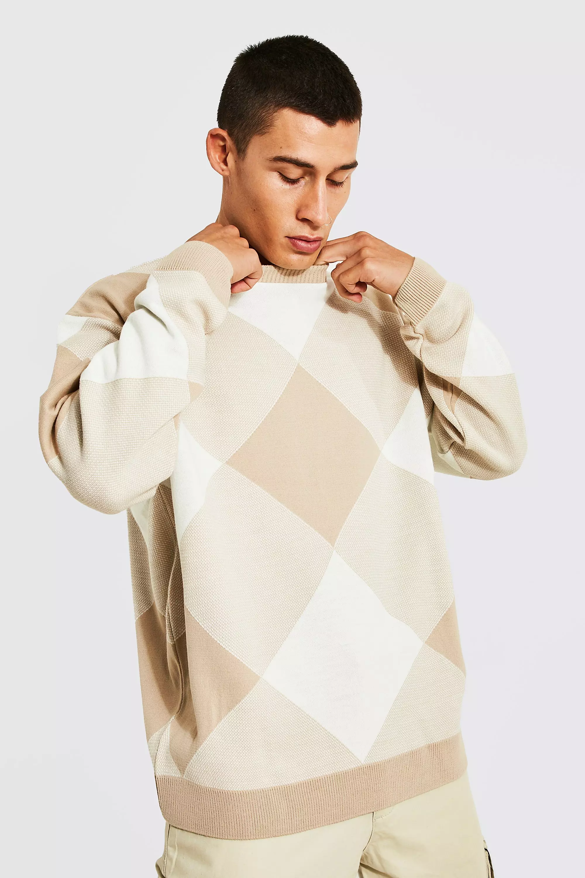 oversized argyle sweater