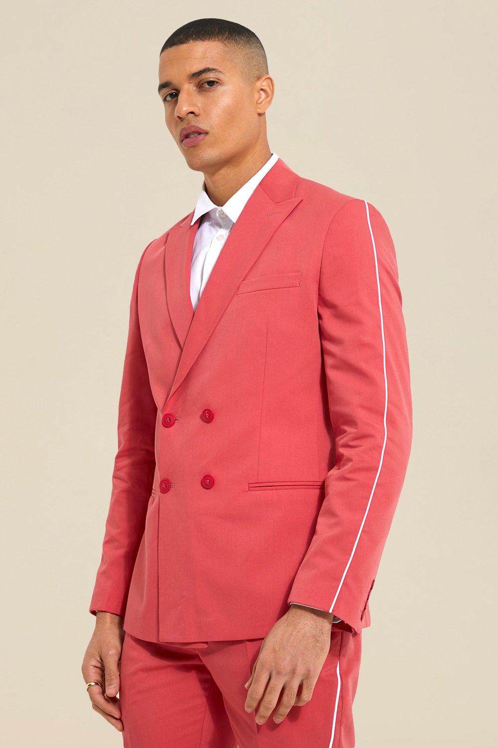 veste de costume cache-cœur et cintrée homme - rouge - 36, rouge