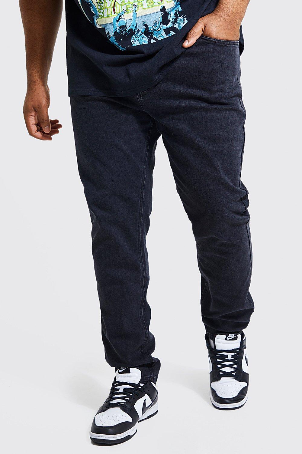 Mens Black Plus Skinny Fit Jeans, Black