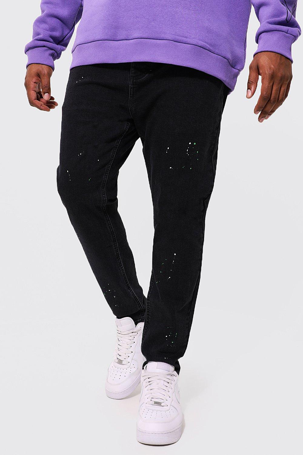 boohooman paint splatter jeans