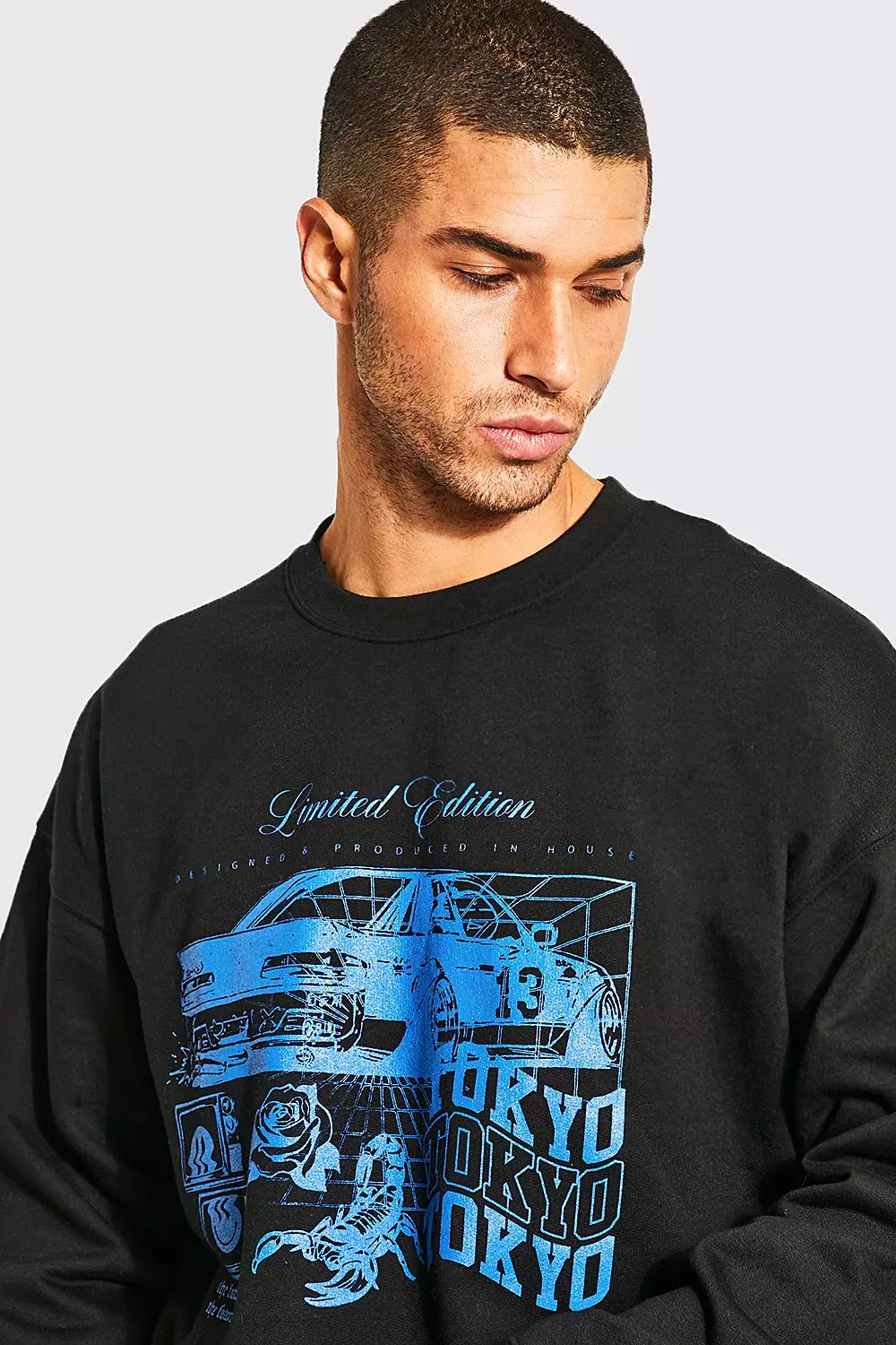 Oversized Car Graphic Sweatshirt