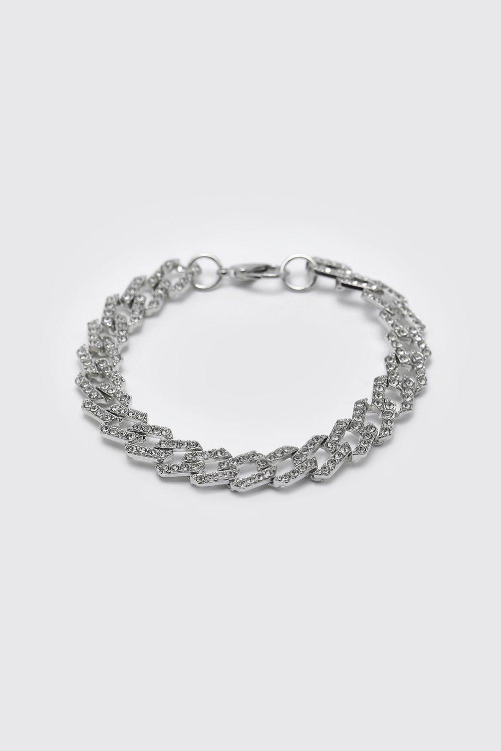 Mens Grey Iced Cuban Bracelet, Grey