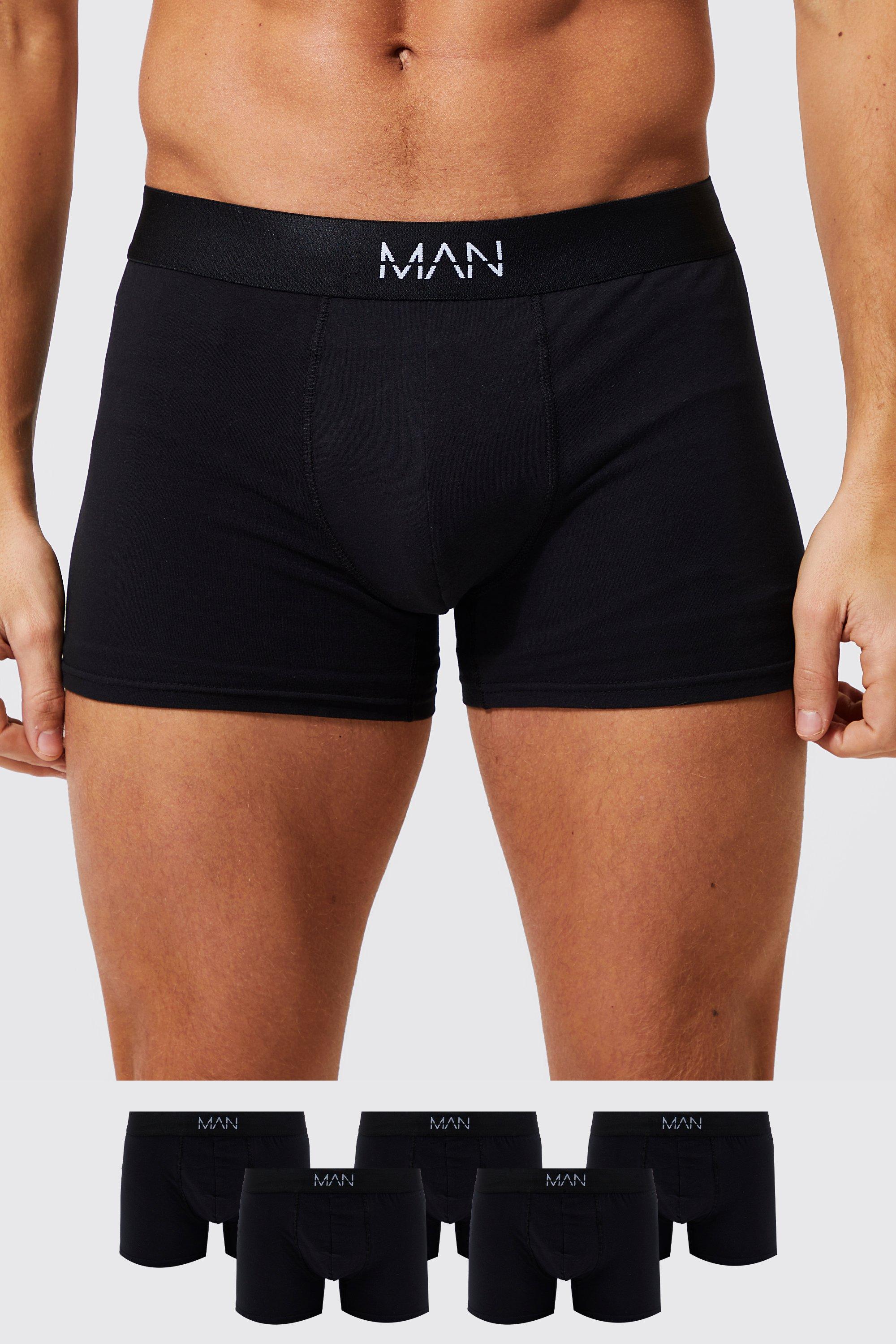 Mens Black 5 Pack Man Trunks, Black