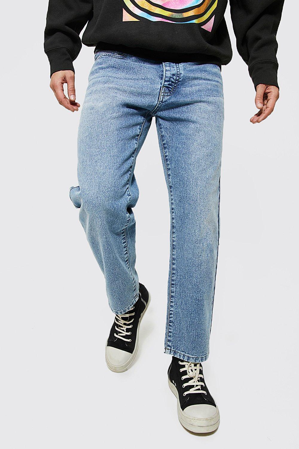 mens straight cropped jeans