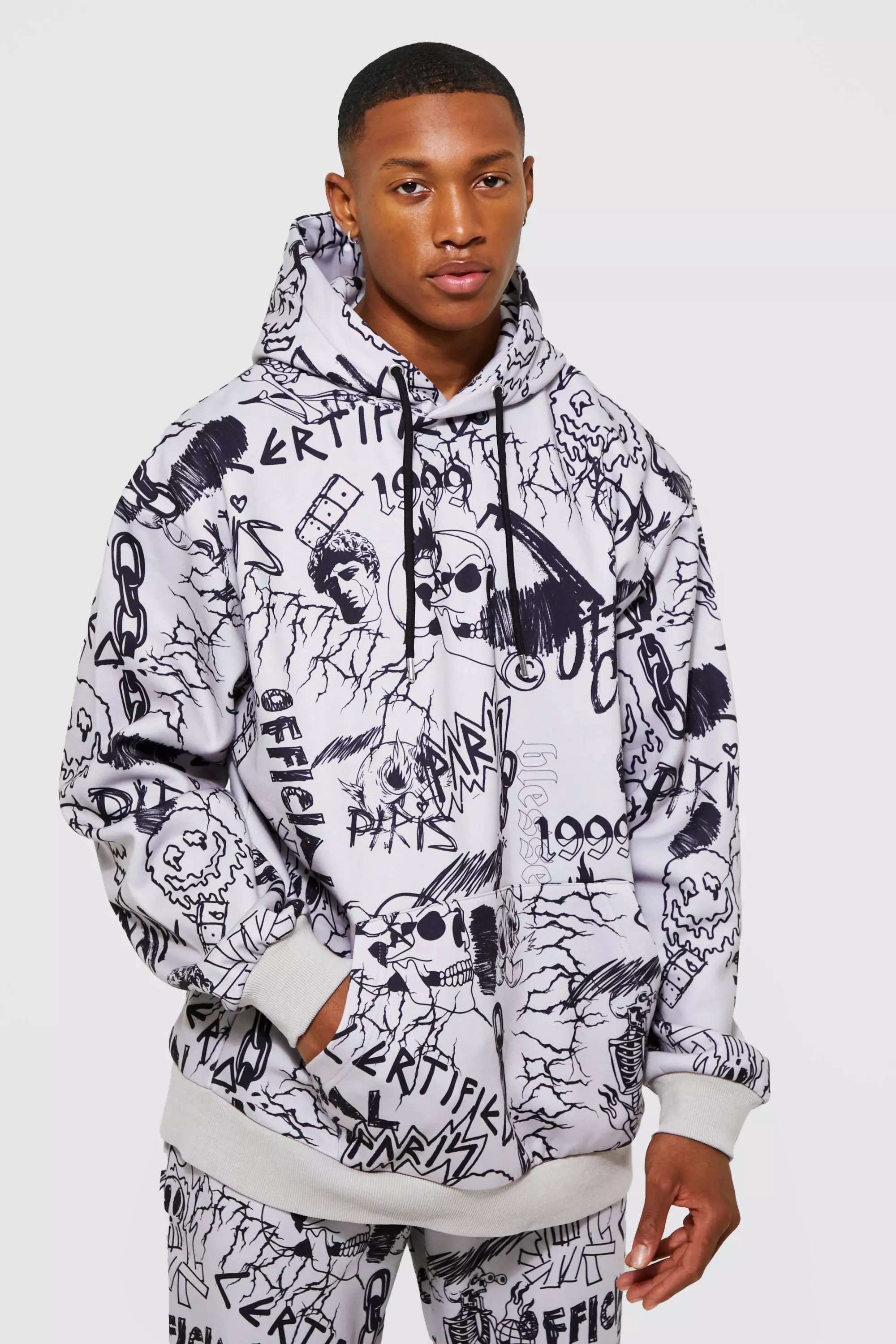 Graffiti print hoodie sale