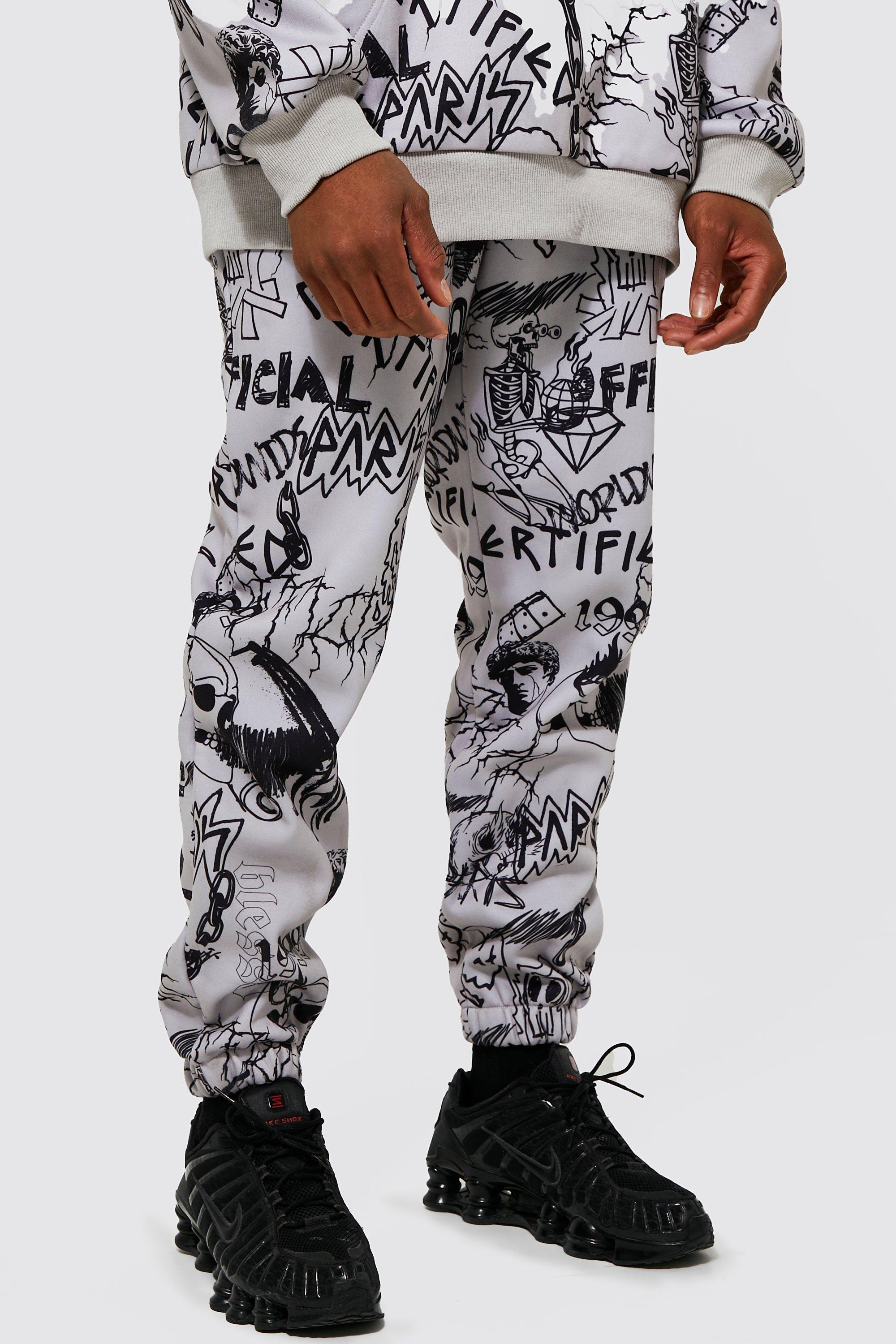 graffiti print sweatpants