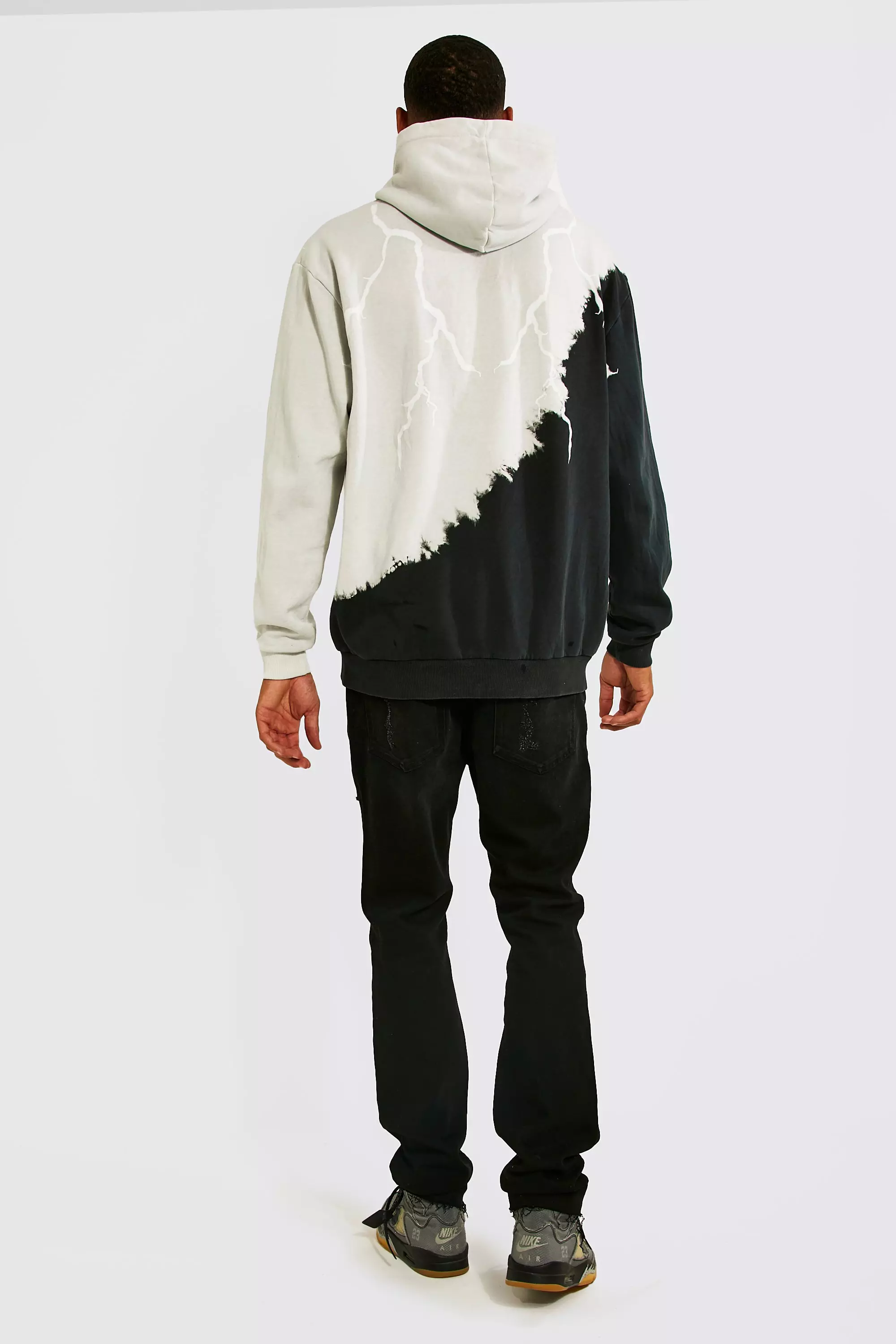 Tall Oversized Homme Skull Bleached Hoodie | boohooMAN UK