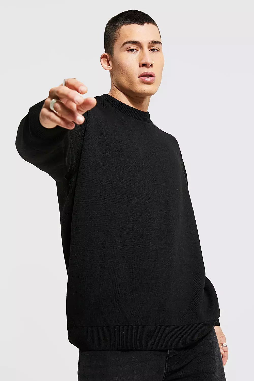 Oversized black jumper mens best sale