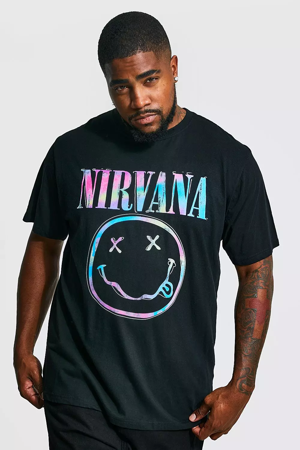 Eksamensbevis eksplosion inden for Plus Nirvana Tie Dye Logo License T-shirt | boohooMAN USA