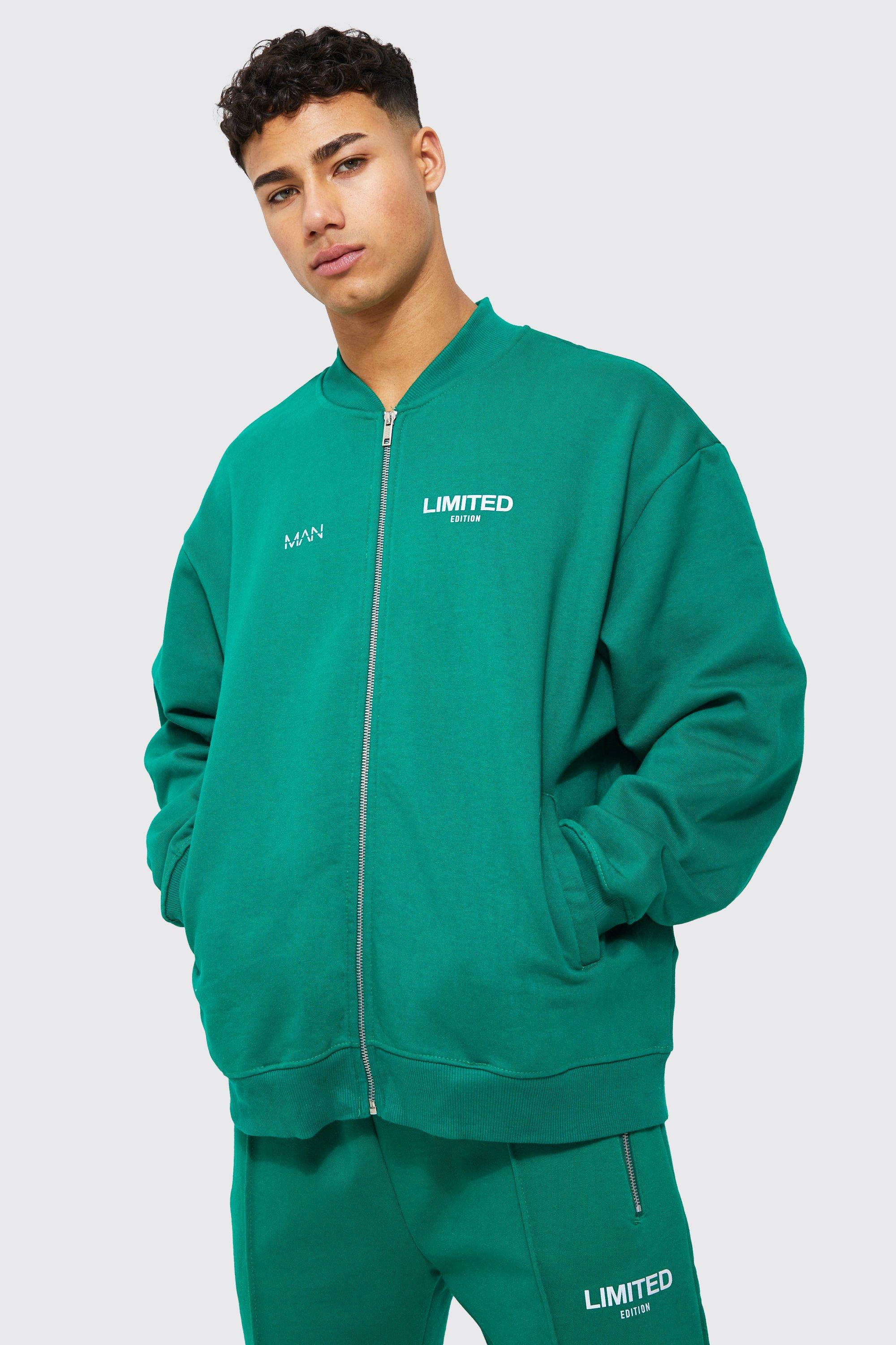 Mens Green Oversized Limited Heavyweight Bomber, Green