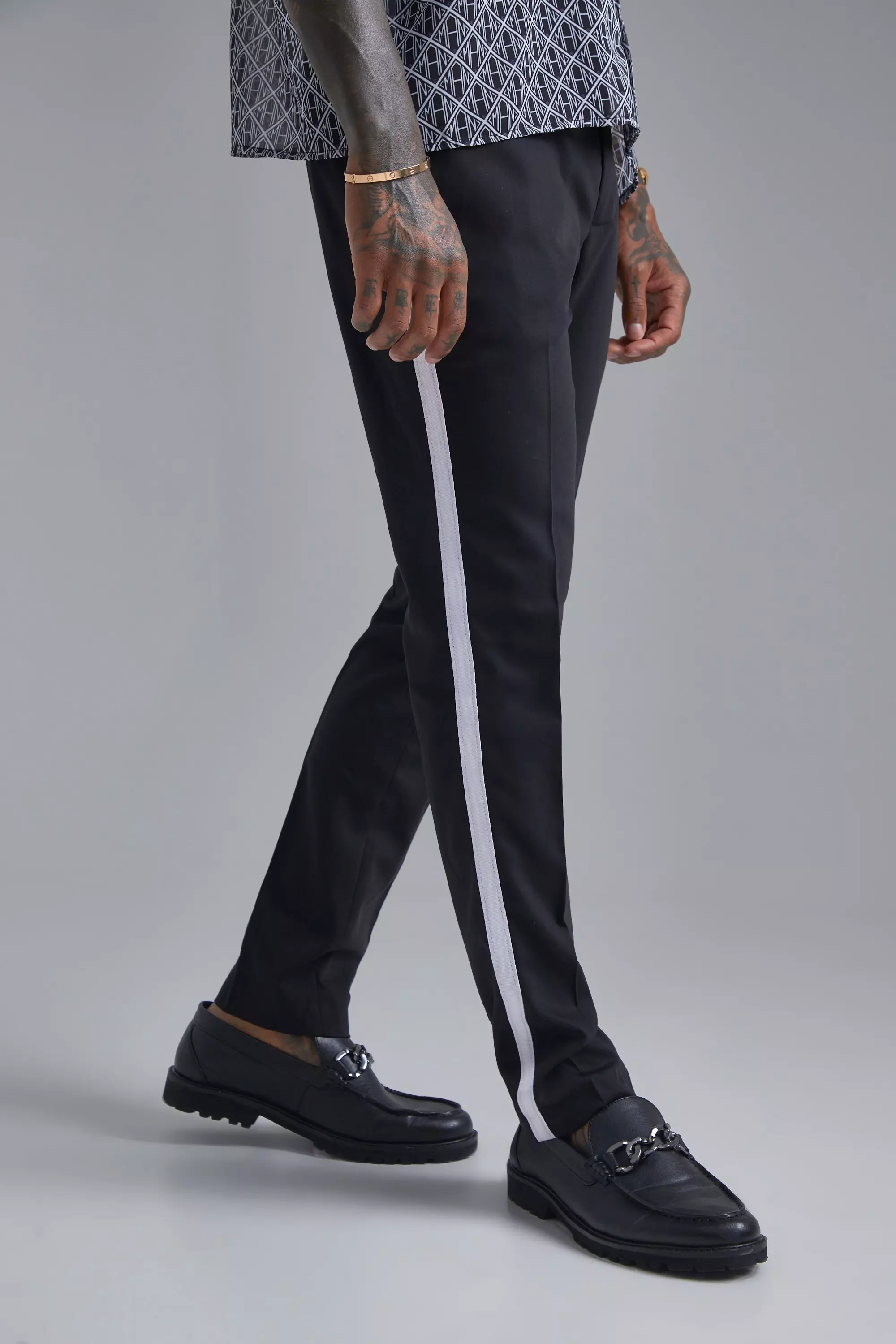 Pantalon skinny slim bande lat rale