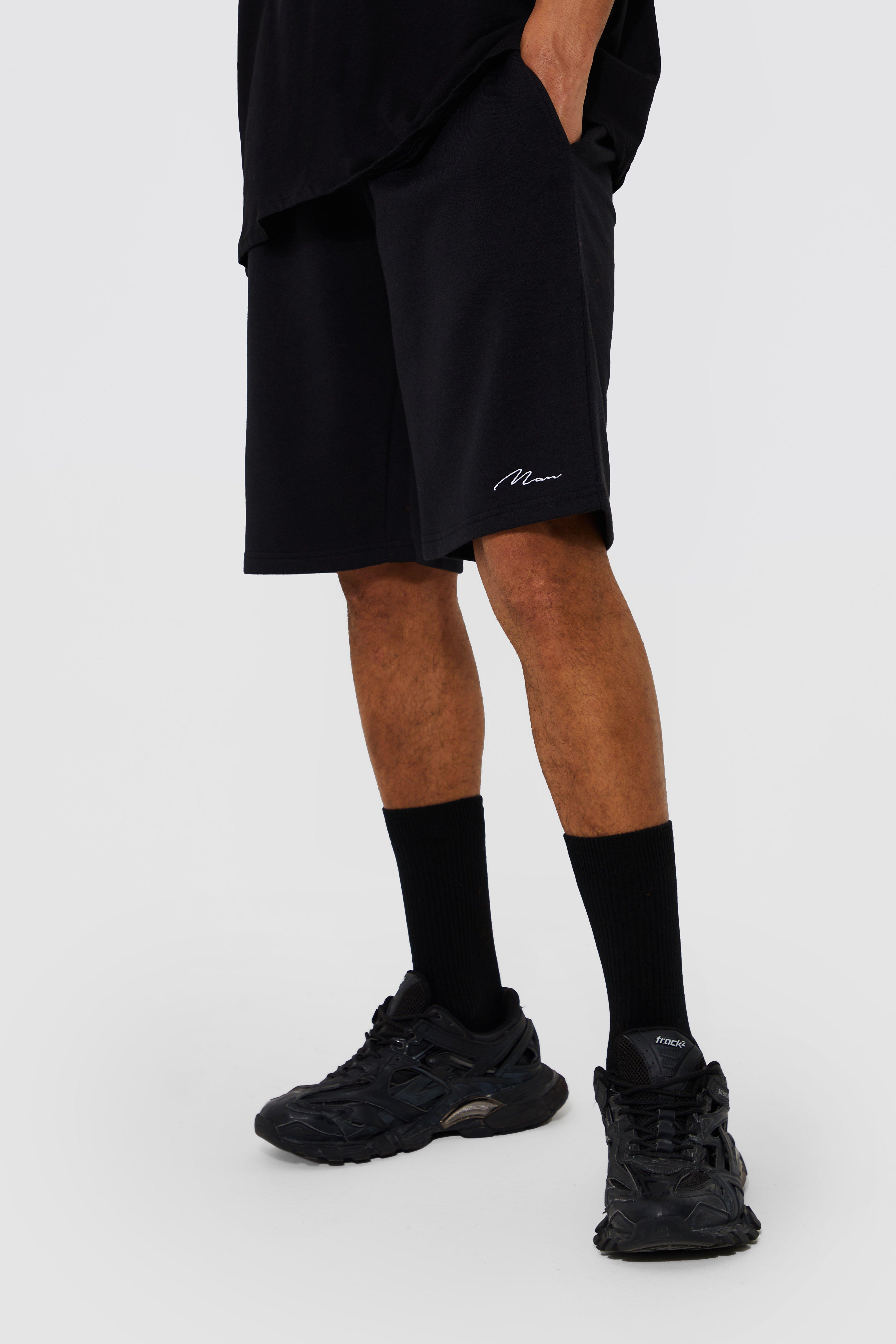 Mens Black Tall Man Mid Jersey Shorts, Black