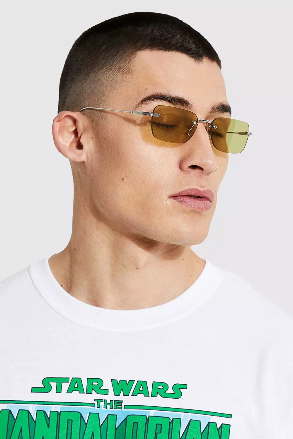 Rectangular Frameless Sunglasses boohooMAN USA