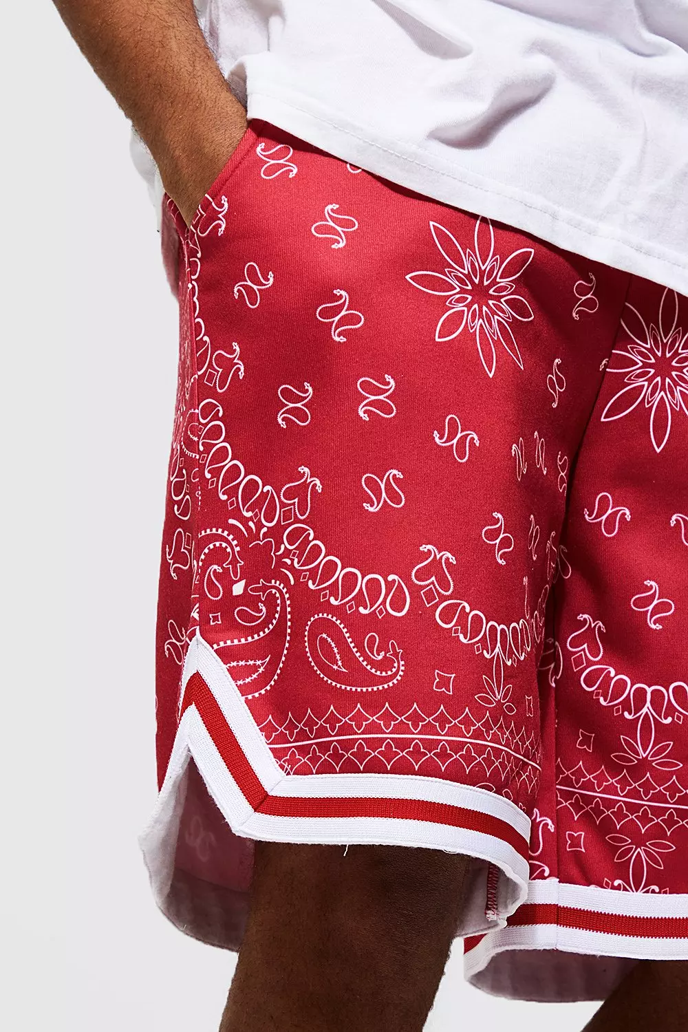 Red bandana shorts on sale mens