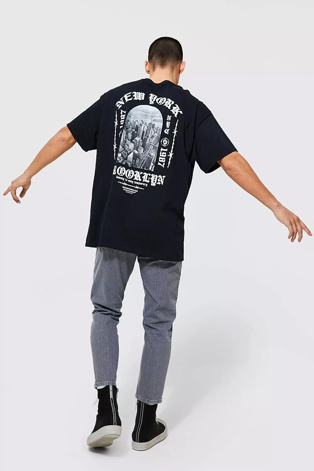 Oversized New York Back Print T-shirt